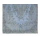 Central Anatolian Vintage Handmade Rug Over-Dyed in Light Blue for Contemporary Interiors