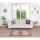 Multicolor Hand Made Turkish Rug, Geometric Pattern Small Carpet, 100% Wool