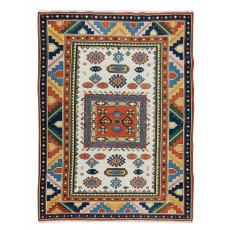 Multicolor Hand Made Turkish Rug, Geometric Pattern Small Carpet, 100% Wool
