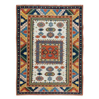 Multicolor Hand Made Turkish Rug, Geometric Pattern Small Carpet, 100% Wool