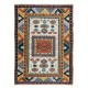 Multicolor Hand Made Turkish Rug, Geometric Pattern Small Carpet, 100% Wool