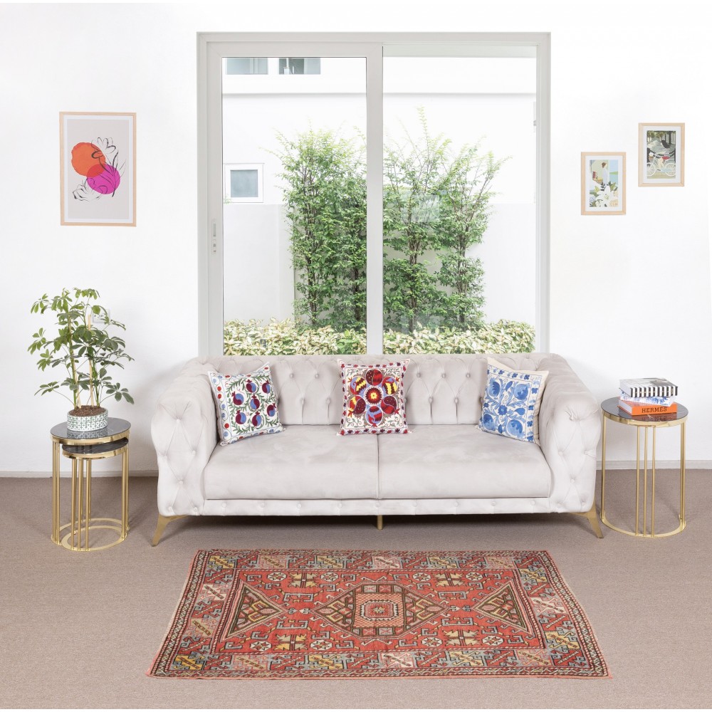 Semi Antique Turkish Rug, Authentic Hand-Knotted Carpet