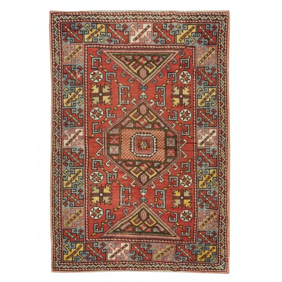 Semi Antique Turkish Rug, Authentic Hand-Knotted Carpet