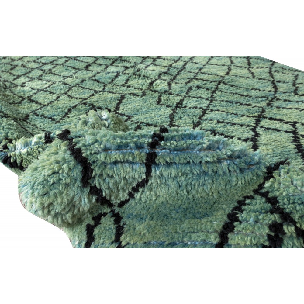 Contemporary Hand-Knotted Moroccan Wool Rug with Diamond Design