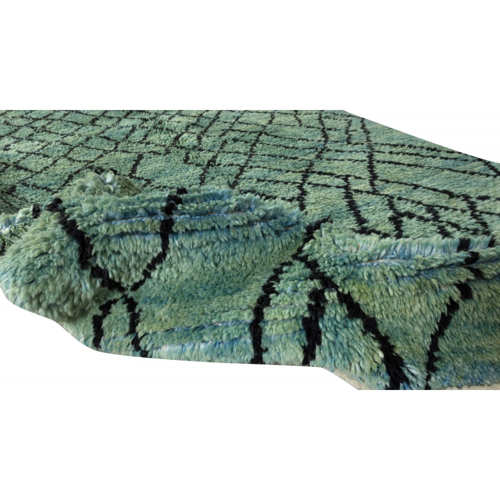 Contemporary Hand-Knotted Moroccan Wool Rug with Diamond Design