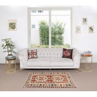 Hand Knotted Turkish Rug, Geometric Pattern Carpet, 100% Wool