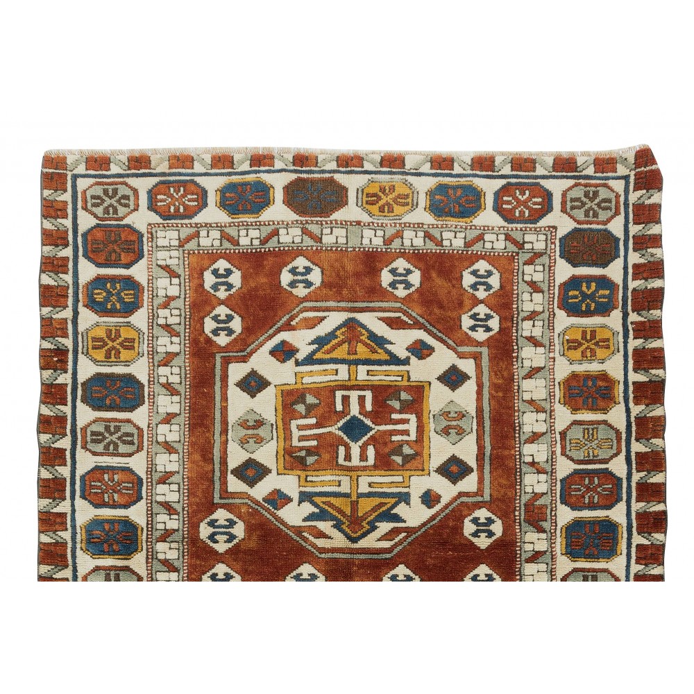 Hand Knotted Turkish Rug, Geometric Pattern Carpet, 100% Wool