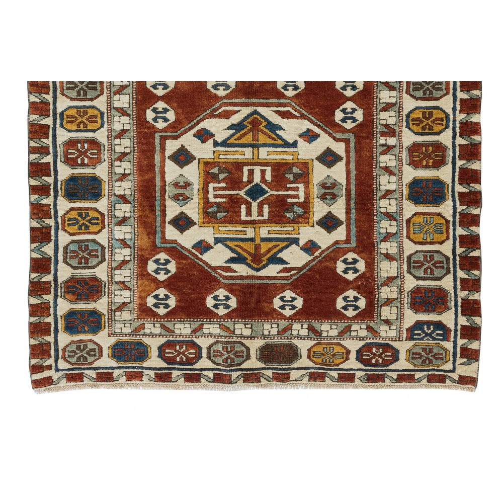 Hand Knotted Turkish Rug, Geometric Pattern Carpet, 100% Wool