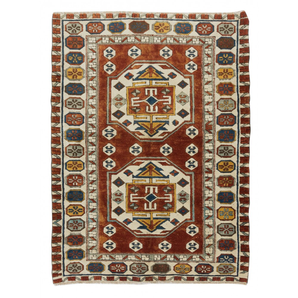 Hand Knotted Turkish Rug, Geometric Pattern Carpet, 100% Wool