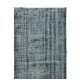 Distressed Vintage Handmade Anatolian Runner Rug Over-Dyed in Navy Blue for Hallway Decor