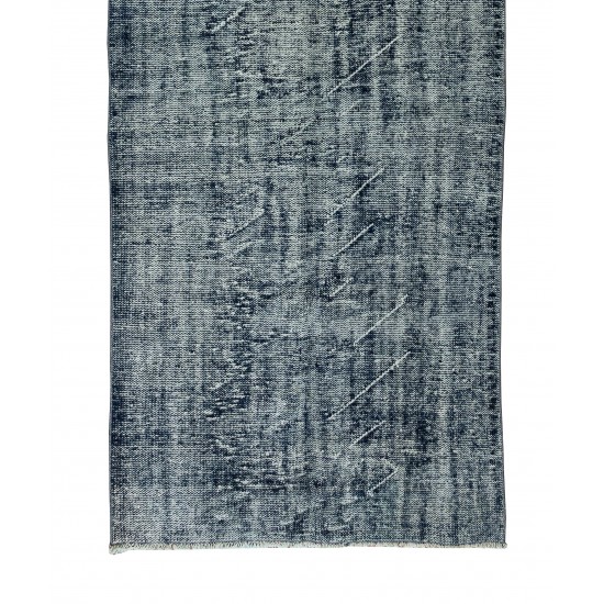 Distressed Vintage Handmade Anatolian Runner Rug Over-Dyed in Navy Blue for Hallway Decor Distressed Vintage Handmade Anatolian Runner Rug Over-Dyed in Navy Blue for Hallway Decor