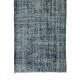 Distressed Vintage Handmade Anatolian Runner Rug Over-Dyed in Navy Blue for Hallway Decor