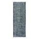 Distressed Vintage Handmade Anatolian Runner Rug Over-Dyed in Navy Blue for Hallway Decor