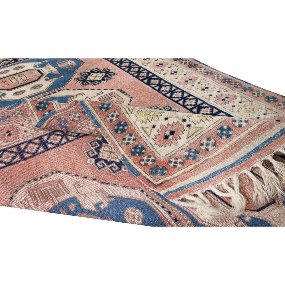 Hand Knotted Turkish Rug, Geometric Pattern Carpet, 100% Wool