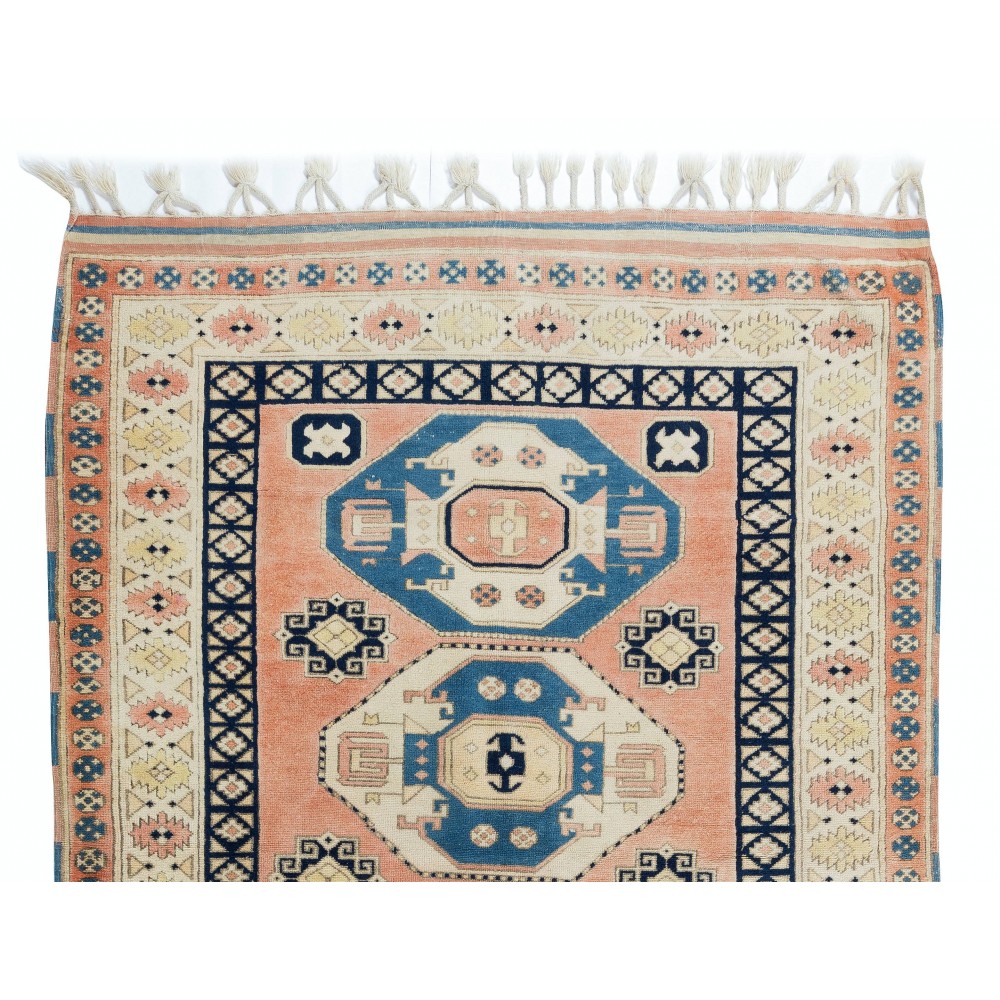 Hand Knotted Turkish Rug, Geometric Pattern Carpet, 100% Wool