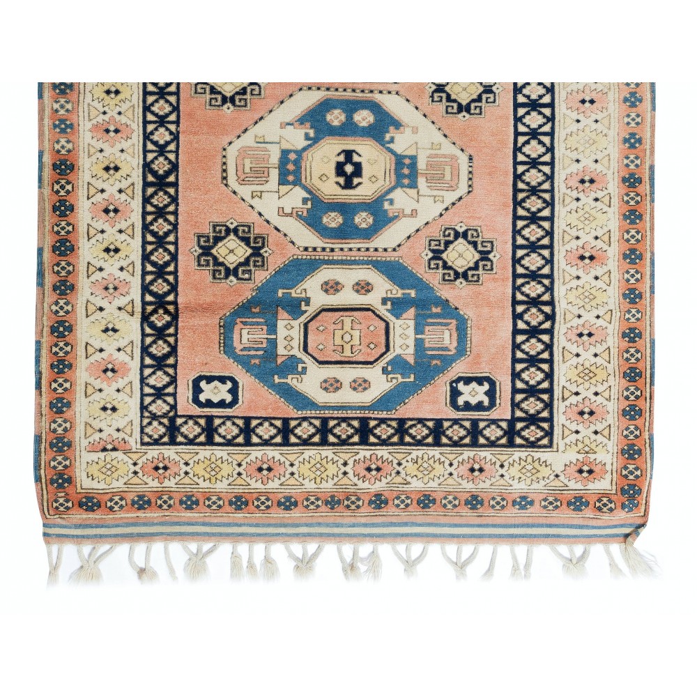 Hand Knotted Turkish Rug, Geometric Pattern Carpet, 100% Wool
