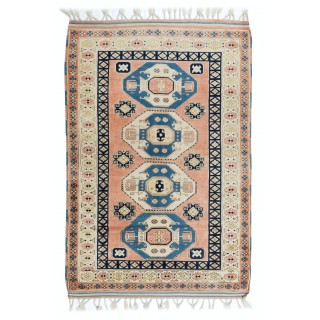 Hand Knotted Turkish Rug, Geometric Pattern Carpet, 100% Wool
