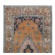 Traditional Vintage Hand Knotted Turkish Wool Rug, One-of-a-Kind Geometric Medallion Design Carpet