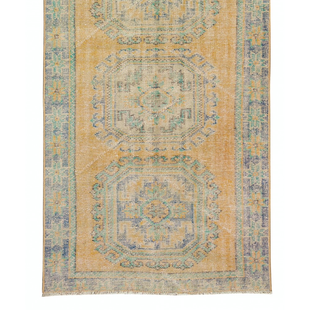 Hand Knotted Turkish Wool Runner Rug, Authentic Vintage Corridor Carpet