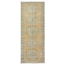 Hand Knotted Turkish Wool Runner Rug, Authentic Vintage Corridor Carpet