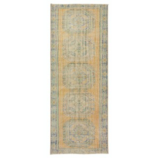 Hand Knotted Turkish Wool Runner Rug, Authentic Vintage Corridor Carpet