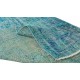 Contemporary Vintage Handmade Anatolian Runner Rug Over-Dyed in Teal Color for Hallway Decor