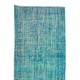 Contemporary Vintage Handmade Anatolian Runner Rug Over-Dyed in Teal Color for Hallway Decor Contemporary Vintage Handmade Anatolian Runner Rug Over-Dyed in Teal Color for Hallway Decor
