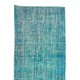 Contemporary Vintage Handmade Anatolian Runner Rug Over-Dyed in Teal Color for Hallway Decor