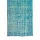 Contemporary Vintage Handmade Anatolian Runner Rug Over-Dyed in Teal Color for Hallway Decor