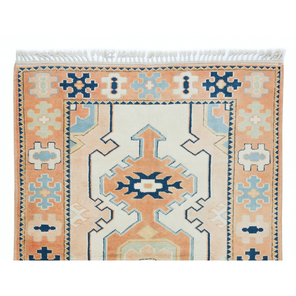 Modern Handmade Turkish Rug with Geometric Design, 100% Wool