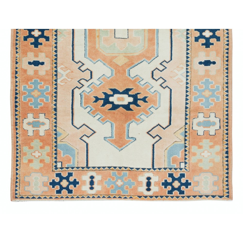 Modern Handmade Turkish Rug with Geometric Design, 100% Wool