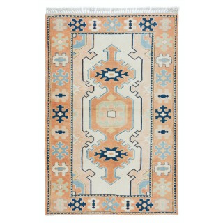 Modern Handmade Turkish Rug with Geometric Design, 100% Wool