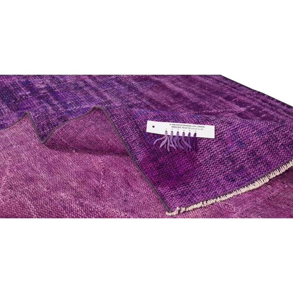 Handmade Turkish Rug Over-Dyed in Purple for Modern Interiors