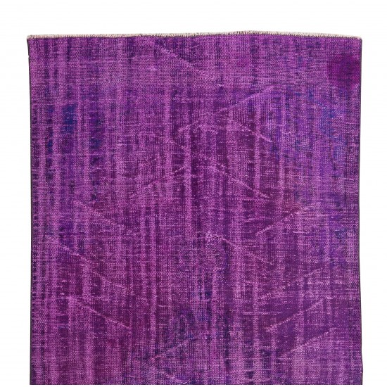 Mid-20th Century Handmade Turkish Rug Over-Dyed in Purple for Modern Interiors
