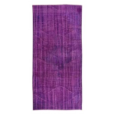 Handmade Turkish Rug Over-Dyed in Purple for Modern Interiors