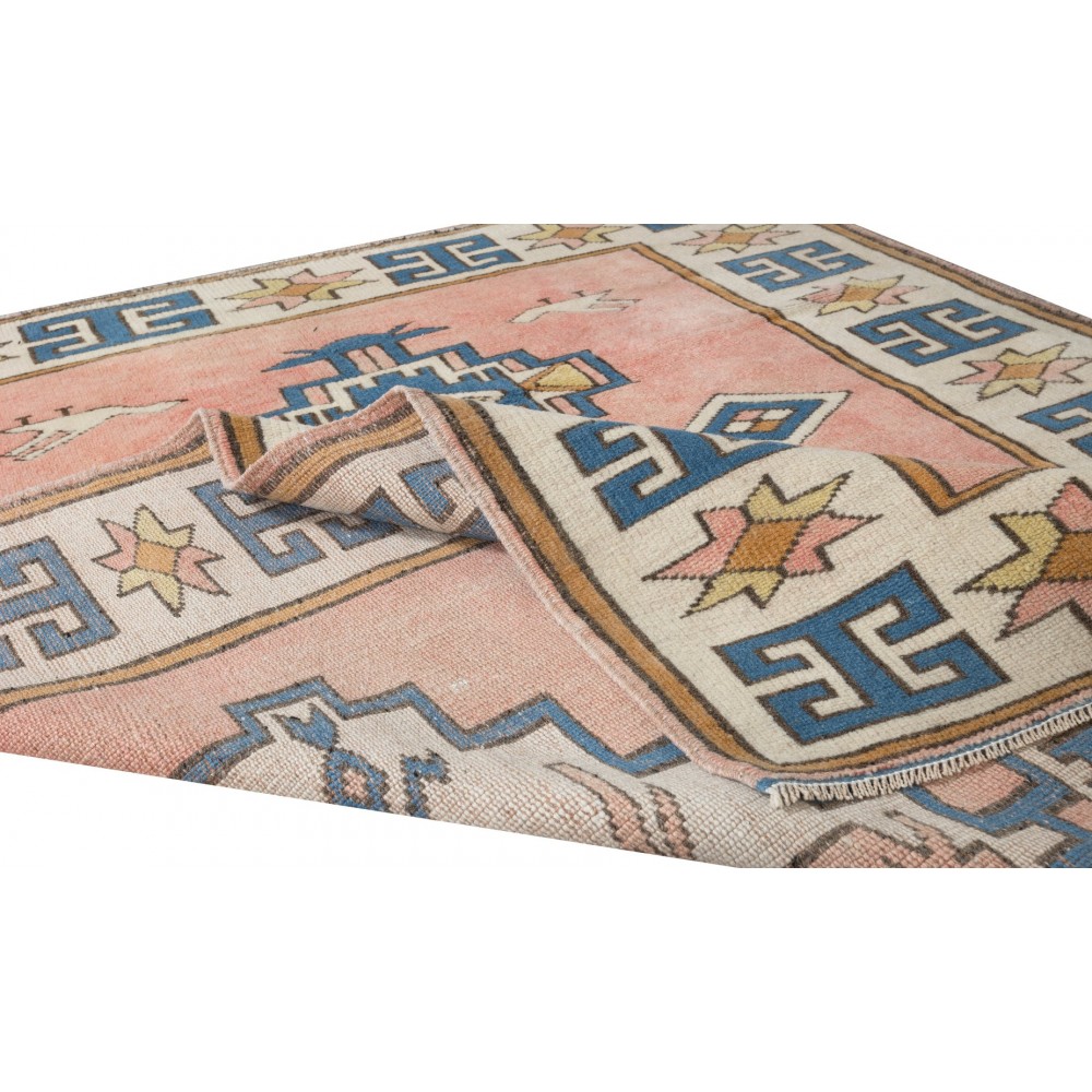 Modern Handmade Turkish Rug with Geometric Design, 100% Wool
