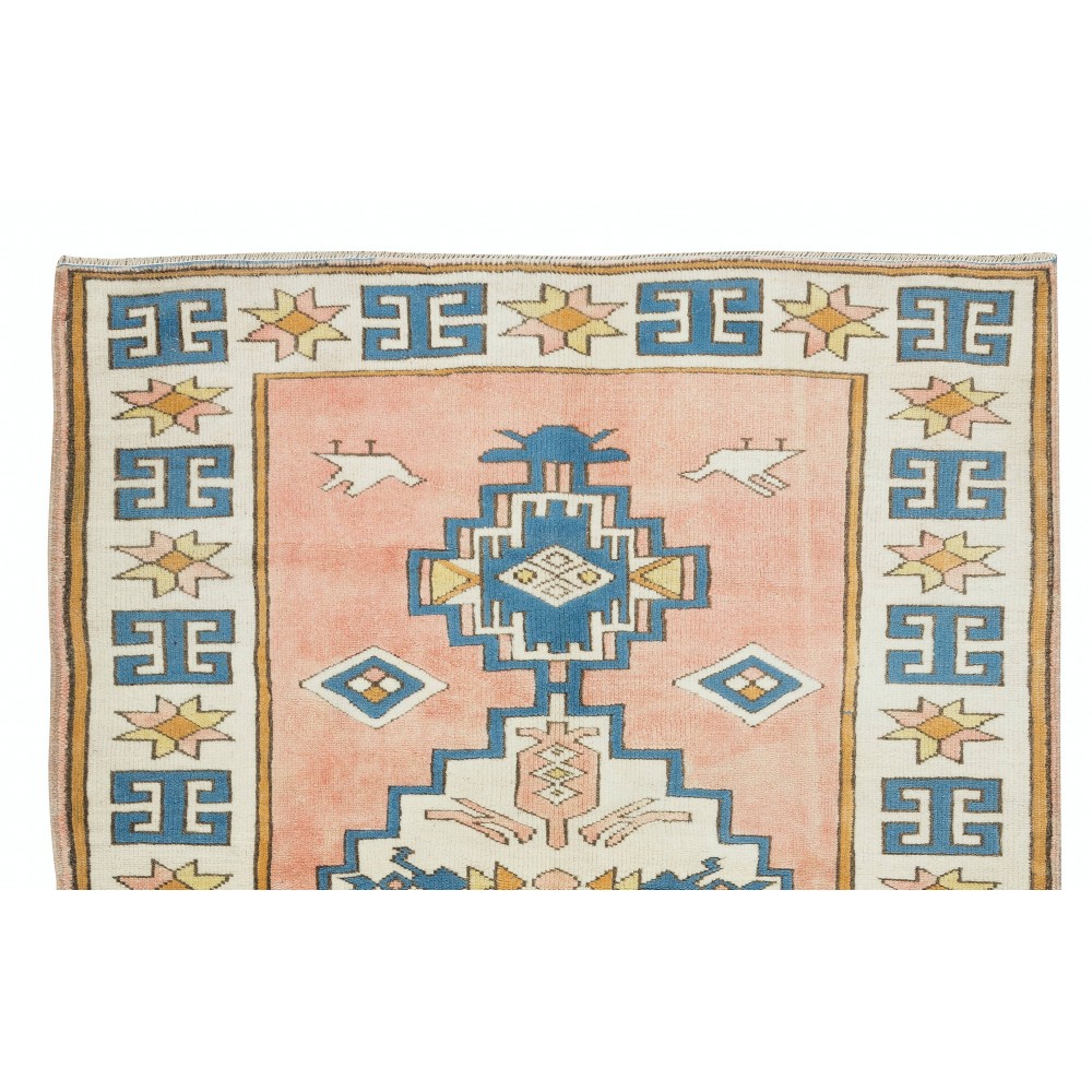 Modern Handmade Turkish Rug with Geometric Design, 100% Wool