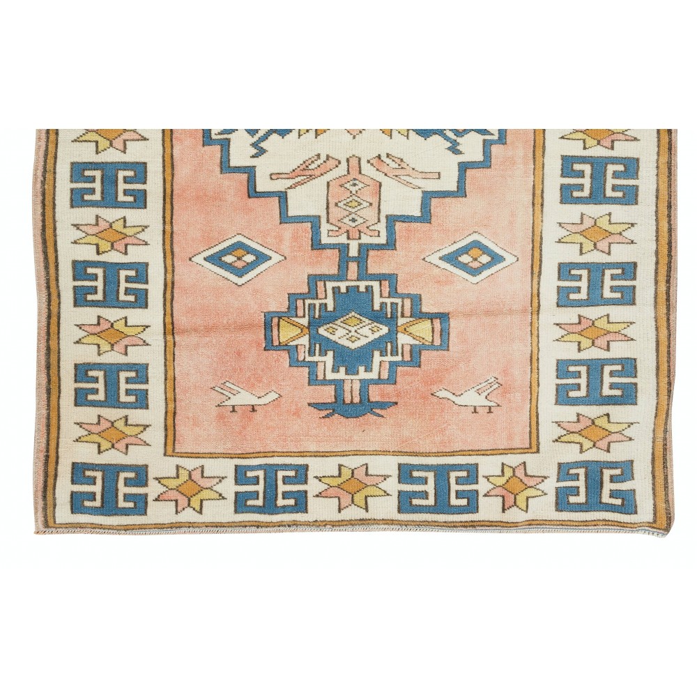 Modern Handmade Turkish Rug with Geometric Design, 100% Wool