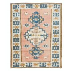 Modern Handmade Turkish Rug with Geometric Design, 100% Wool