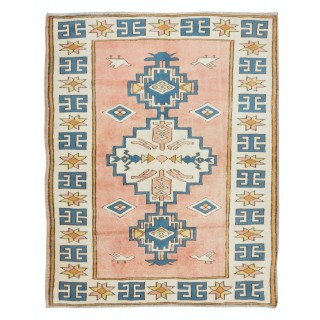 Modern Handmade Turkish Rug with Geometric Design, 100% Wool