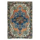 Bohemian Style Hand Knotted Vintage Turkish Wool Rug with Medallion Design