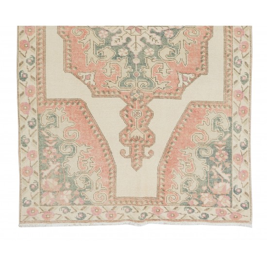 Handmade Geometric Rug from Turkey, Vintage Traditional Carpet