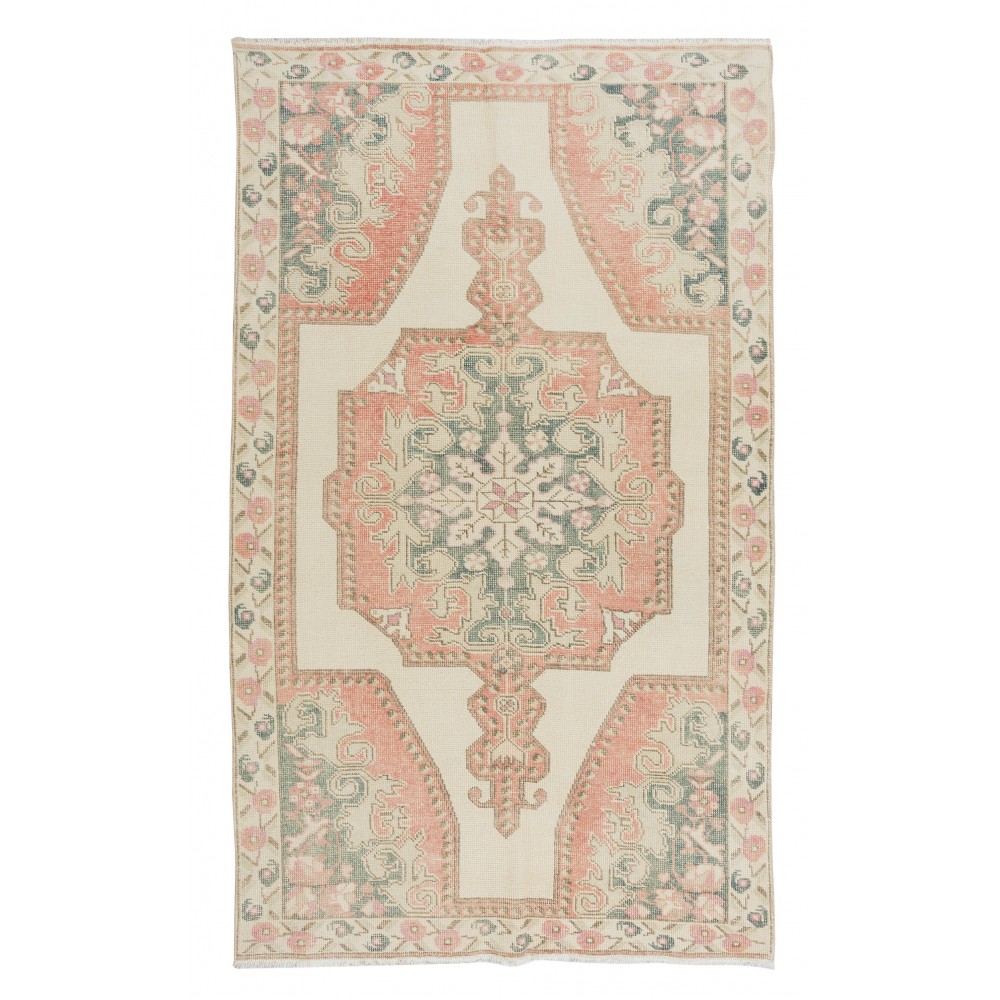 Handmade Geometric Rug from Turkey, Vintage Traditional Carpet