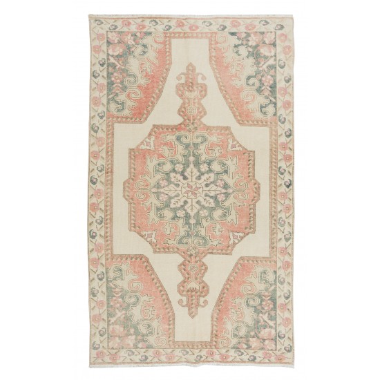 Handmade Geometric Rug from Turkey, Vintage Traditional Carpet