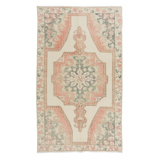 Handmade Geometric Rug from Turkey, Vintage Traditional Carpet