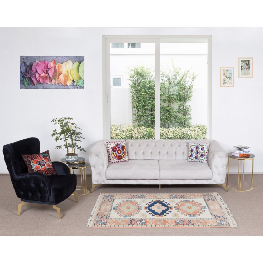 Modern Handmade Turkish Rug for Home, Office Decor, 100% Wool