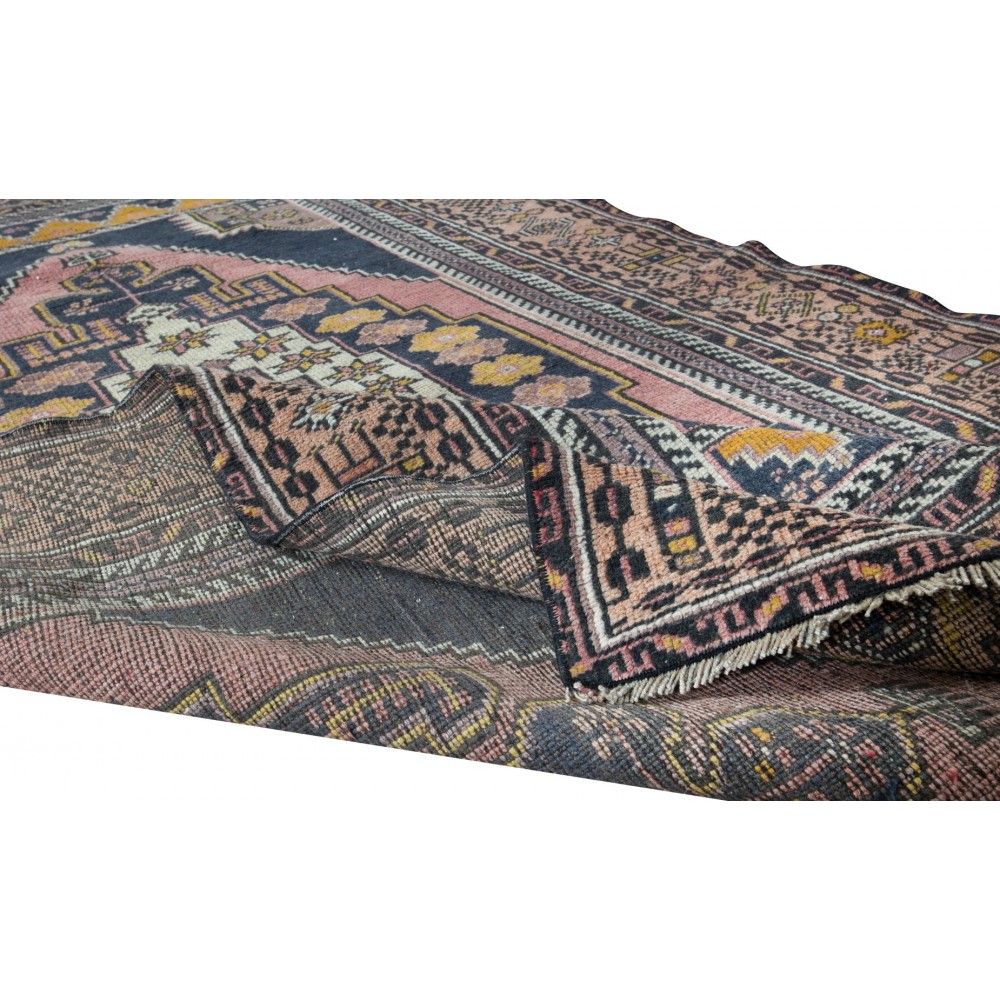 MidCentury Oriental Rug, Hand Knotted 1960's Turkish Carpet Made of Wool