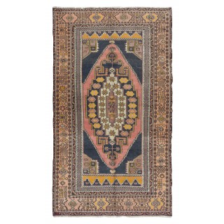 MidCentury Oriental Rug, Hand Knotted 1960's Turkish Carpet Made of Wool
