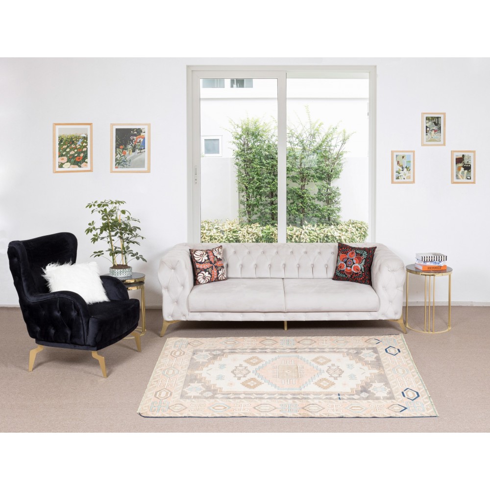Modern Handmade Geometric Pattern Area Rug, Hand Knotted Turkish Carpet, 100% Wool
