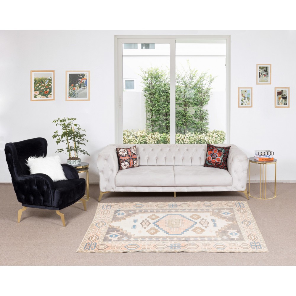 Modern Handmade Geometric Pattern Area Rug, Hand Knotted Turkish Carpet, 100% Wool